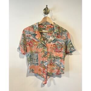 American Eagle Hawaiian Button Crop Shirt